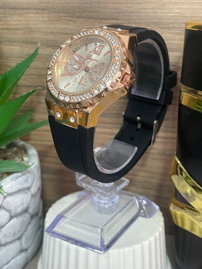 RELOJ DAMA MANILLA SILICONA DIAMANTADO