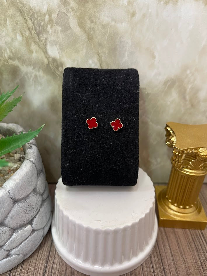 TOPO TREBOL 7MM ROJO ORO LAMINADO
