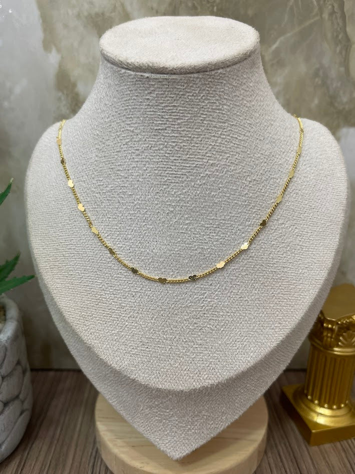 CADENA CORAZON PLANO ESLABON MINI ORO LAMINADO