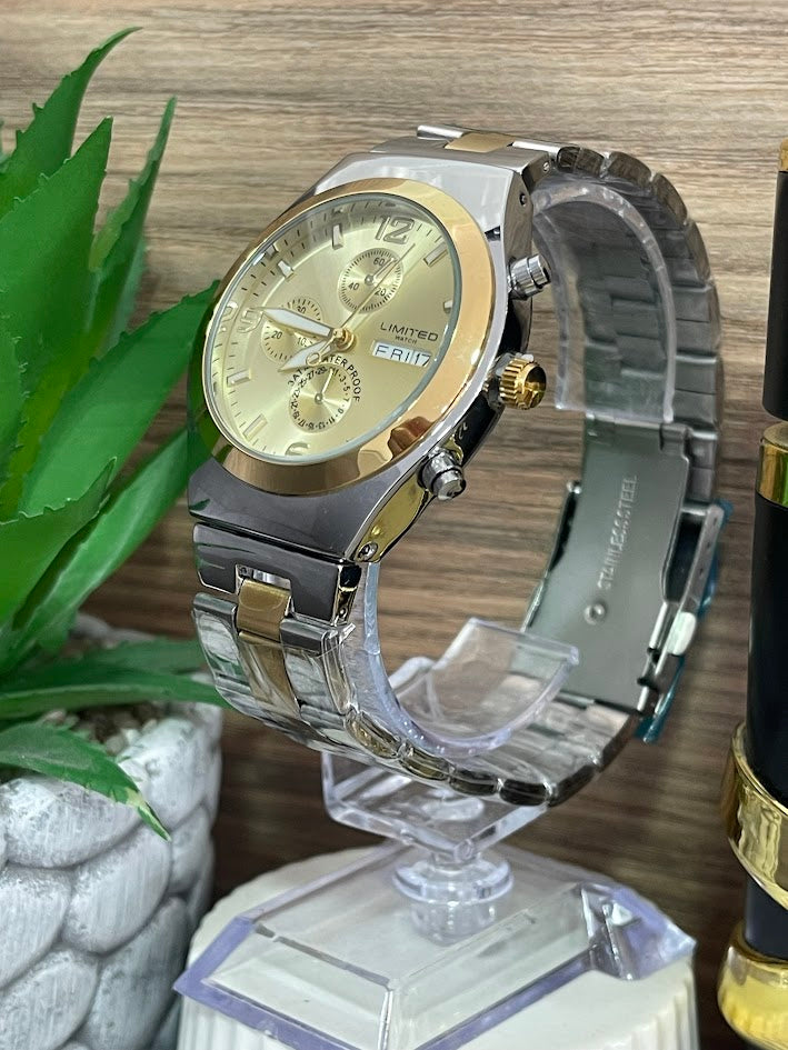 RELOJ LIMITED CABALLERO BICOLOR ESFERA DORADOS