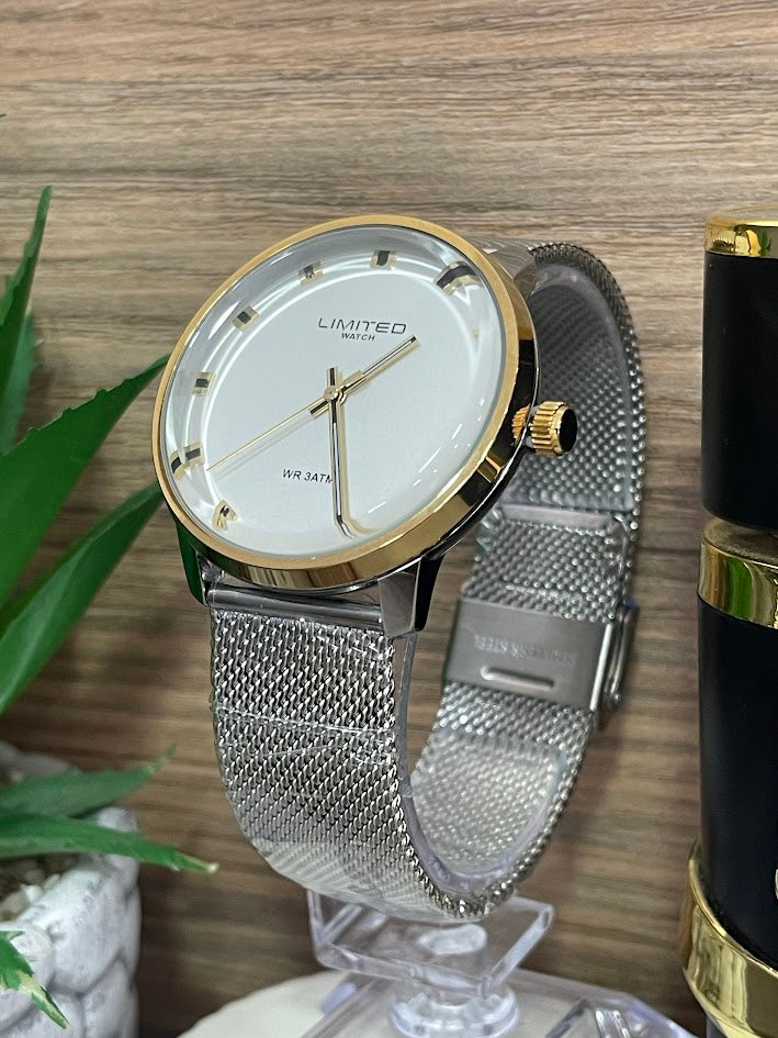 RELOJ LIMITED CABALLERO BICOLOR ELEGANTE MANILLA PLANA