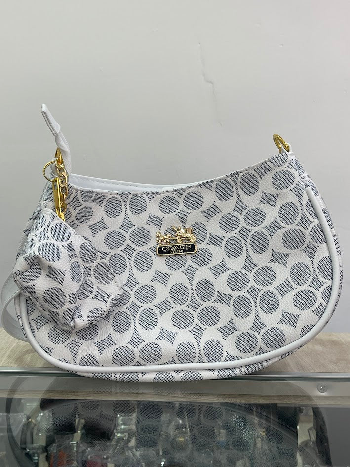 BOLSO DAMA COACH GRIS Y BLANCO