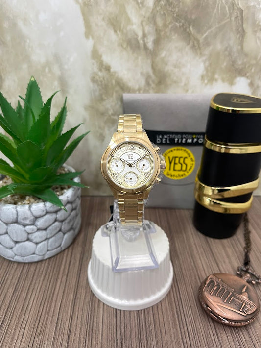 RELOJYESS DORADO ESFERA BLANCA