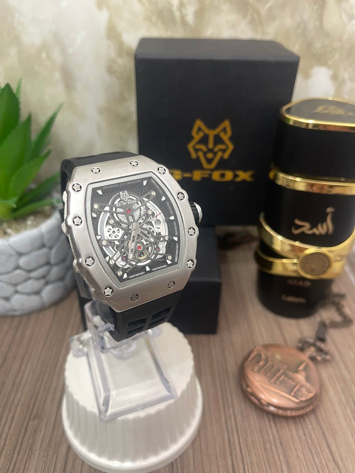 Reloj G-FOX PLATEADO MANILLA SILICONA NEGRA