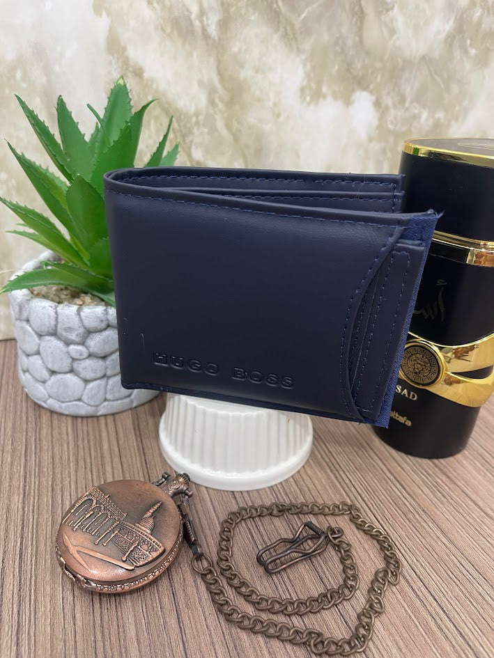BILLETERA HOMBRE BOSS DOBLE FUNCIO TODA AZUL