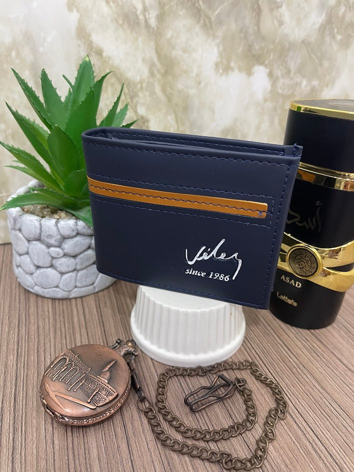 BILLETERA HOMBRE VELEZ AZUL LINEA CAFE