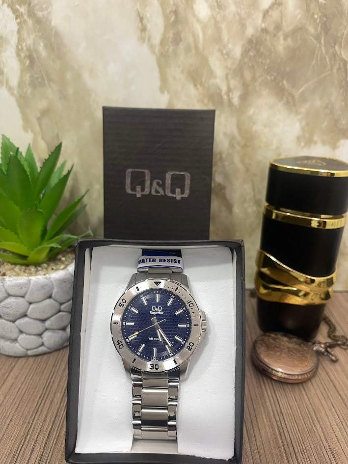 Q&Q ORIGINALL PLATEADO ESFERA AZUL
