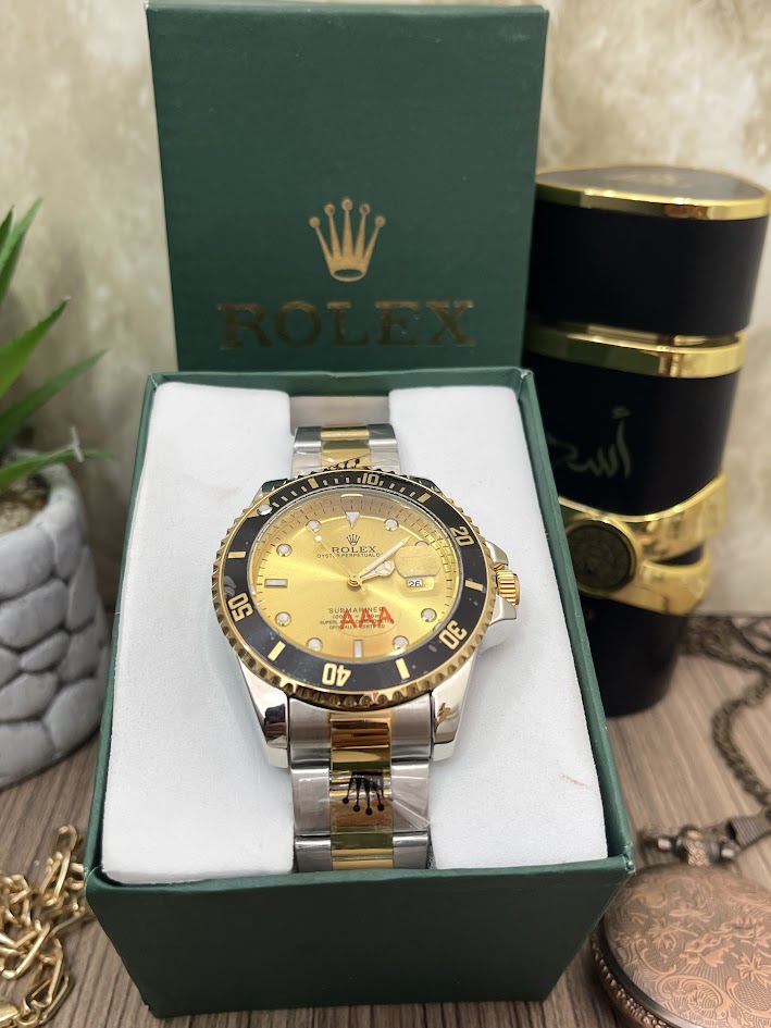 ROLEX BICOLOR ESFERA DORADA ARO NEGRO