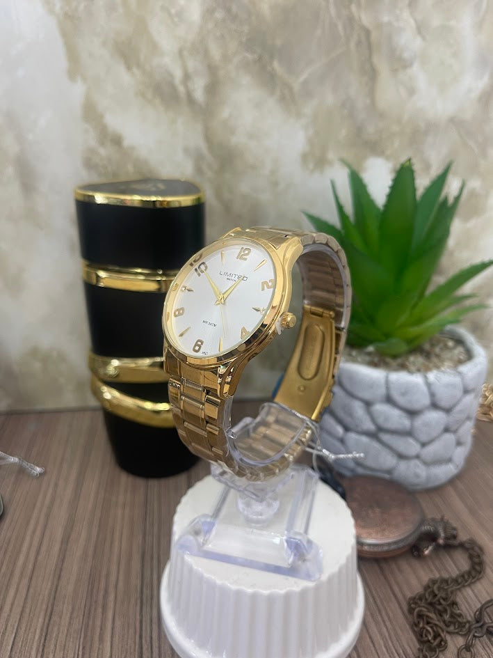 RELOJ LIMITED CABALLERO DORADO ESFERA PLATEADA