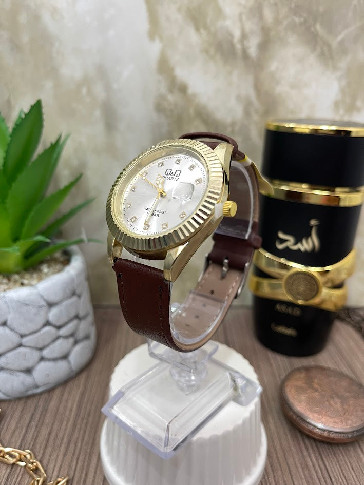 Q&Q DORADO MANILLA CAFE EN CUERO