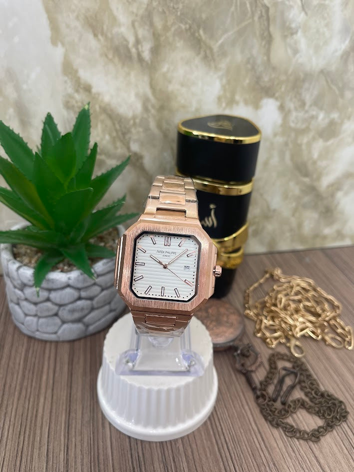 RELOK PATEK ORO ROSA FONDO BLANCO CALENDARIO