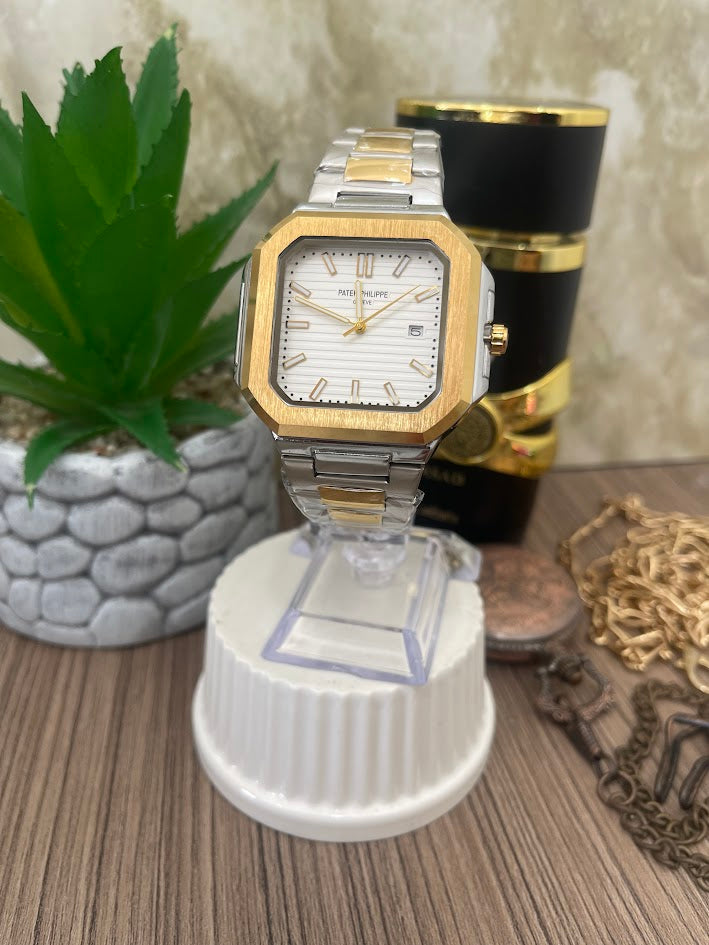 RELOJ PATEK BICOLOR FONDO BLANCO CALENDARIO