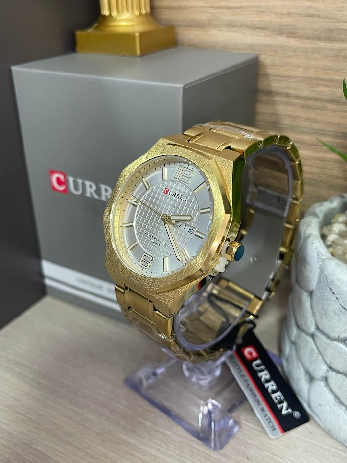 RELOJ CURREN CABALLERO DORADO ESFERA BLANCA