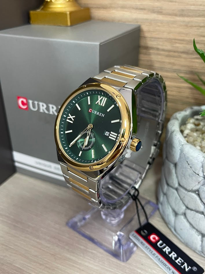 RELOJ CURREN CABALLERO BICOLOR CARA VERDE