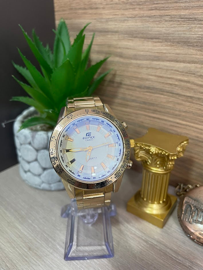 RELOJ CASIO EDIFICE CABALLERO DORADO FONDO BLANCO
