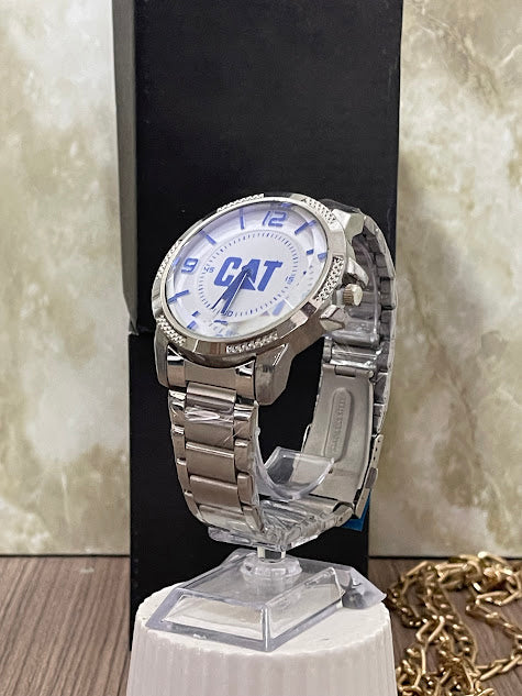 RELOJ CAT PLATEADO ESFERA BLANCA - PROMO