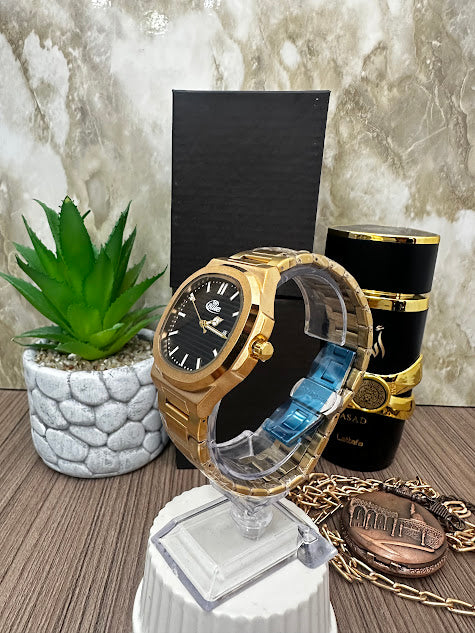 RELOJ BLU CABALLERO DORADO ESFERA NEGRA