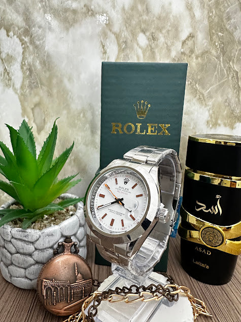 RELOJ ROLEX MANILLA PLATEADA ESFERA BLANCA