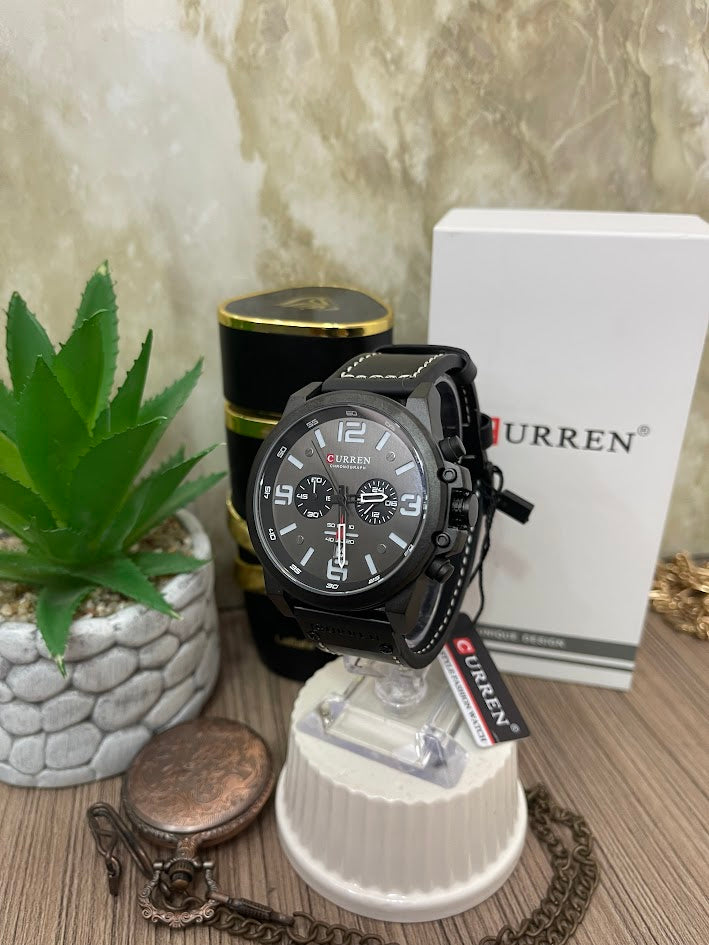 RELOJ CURREN CABALLERO NEGRO MANILLA DE CUERO