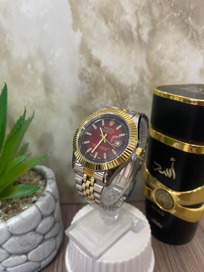 ROLEX CABALLERO BICOLOR ESFERA ROJA