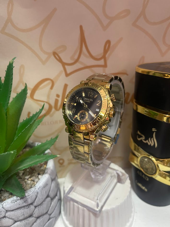 INVICTA DAMA DORADO ESFERA NEGRA