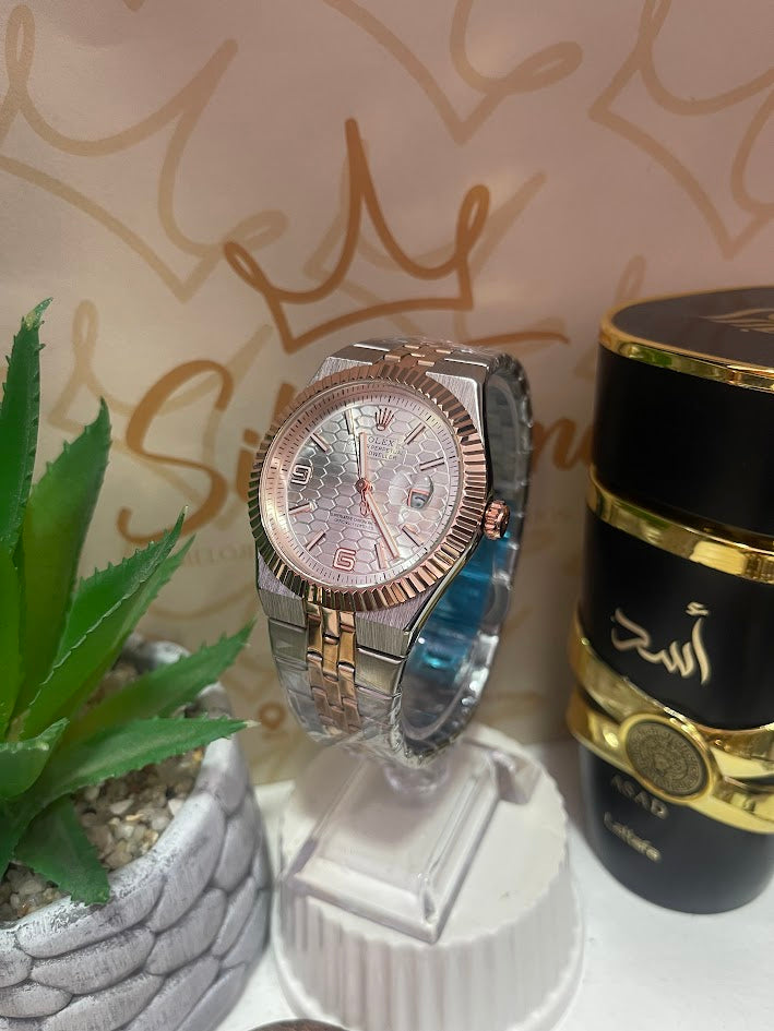 RELOJ ROLEX CABALLERO PLATEADO Y ORO ROSA