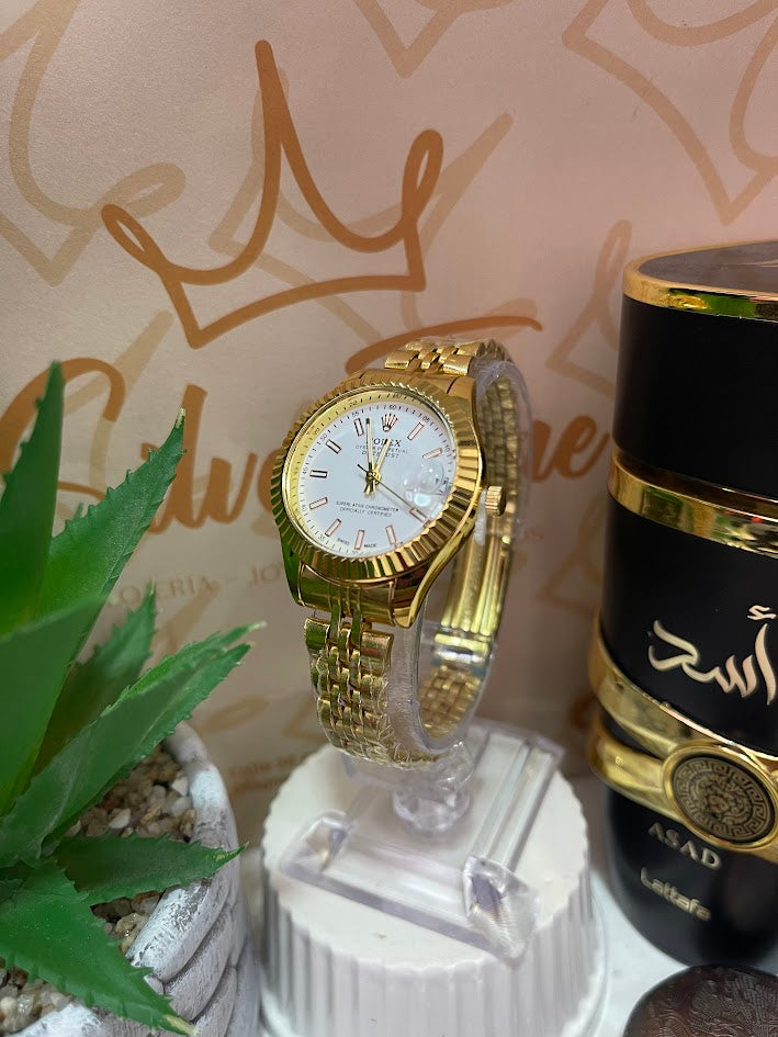 RELOJ ROLEX DAMA DORADO ESFERA BLANCA