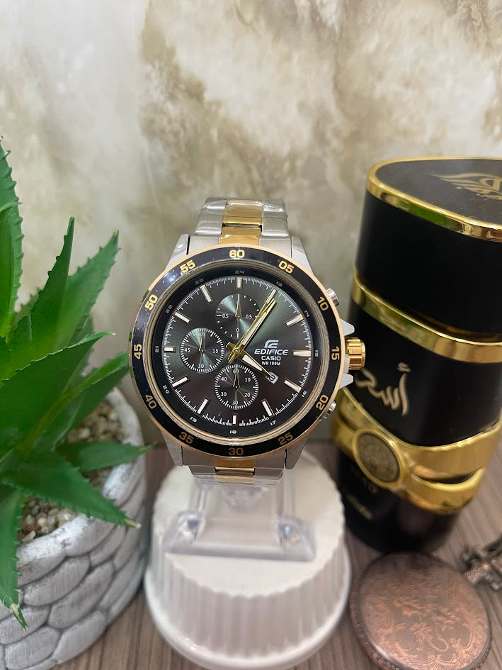 RELOJ CASIO EDIFICE CABALLERO BICOLOR ARO NEGRO