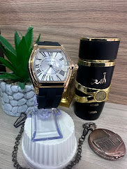 RELOJ CARTIER CUADRADO DORADO MANILLA CILICONA NEGRA