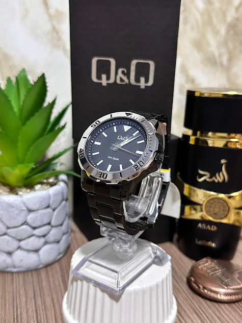 QYQ Negro Borde Plateado Esfera Negra