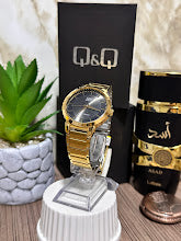Q&Q METALICO DORADO ESFERA NEGRA