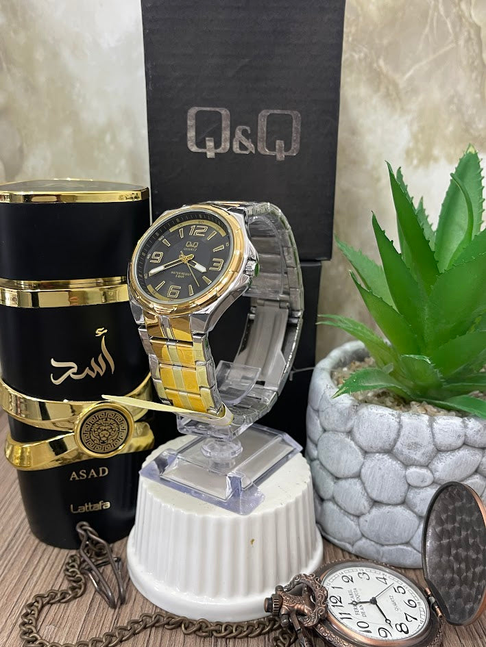 RELOJ Q&Q BICOLOR ESFERA NEGRA Q