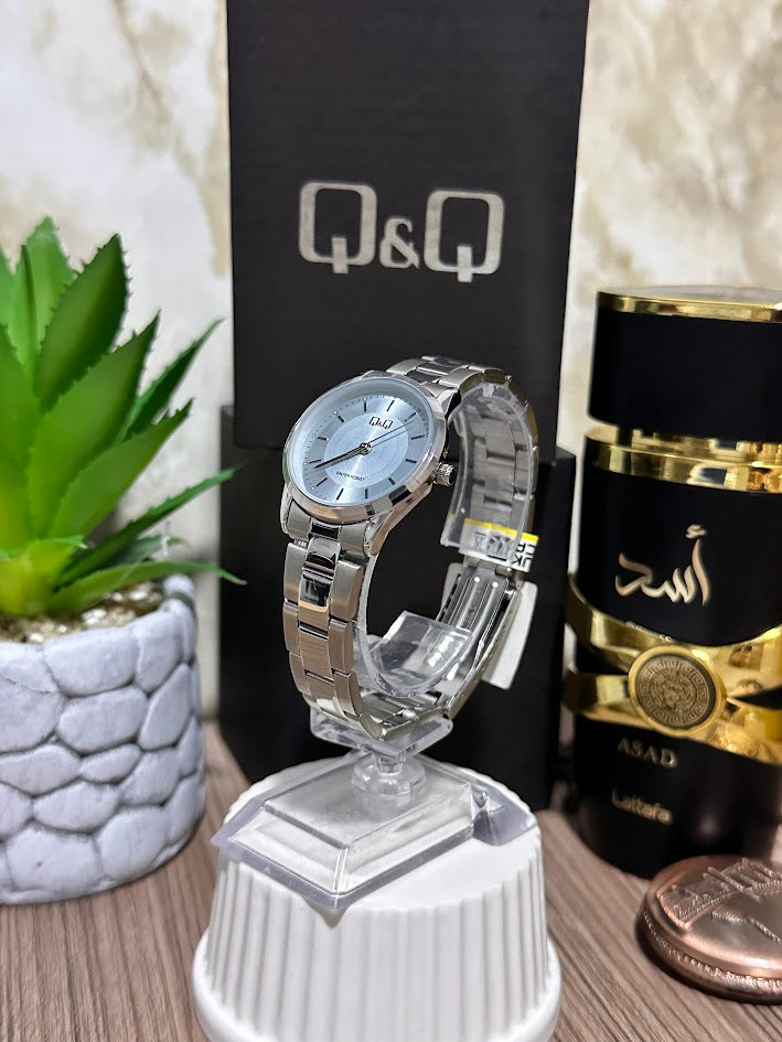 Q&QDAMA PLATEADO ESFERA AZUL