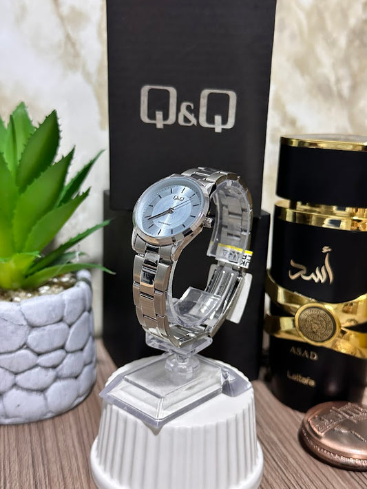 Q&QDAMA PLATEADO ESFERA AZUL