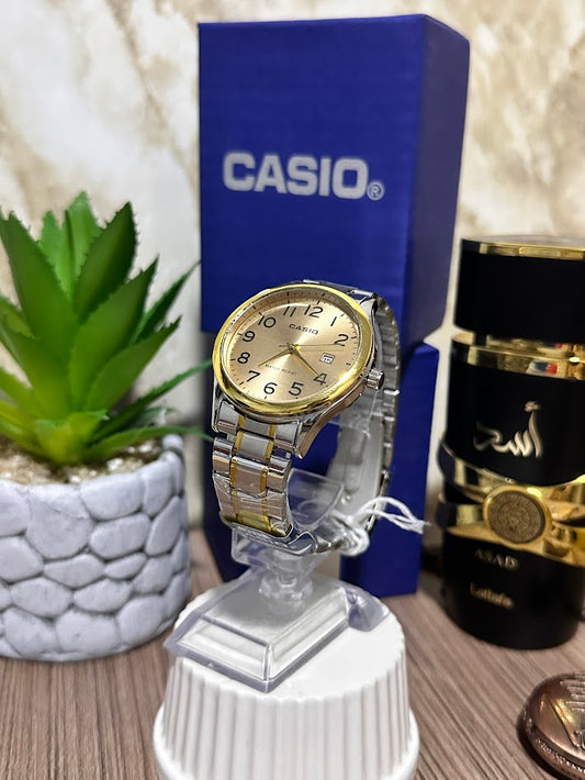 CASIO BICOLOR ESFERA DORADA CON CALENDARIO