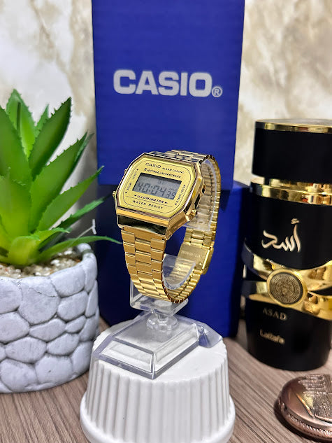 CASIO DAMA METALICO DIJITAL CUADRADO DORADO
