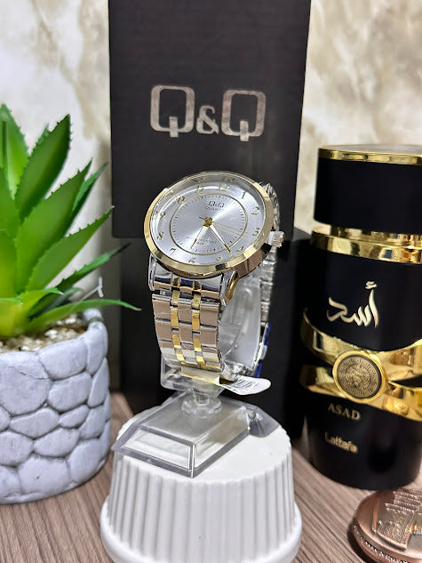 QYQ Dama Bicolor Esfera Plateada Aro Dorado