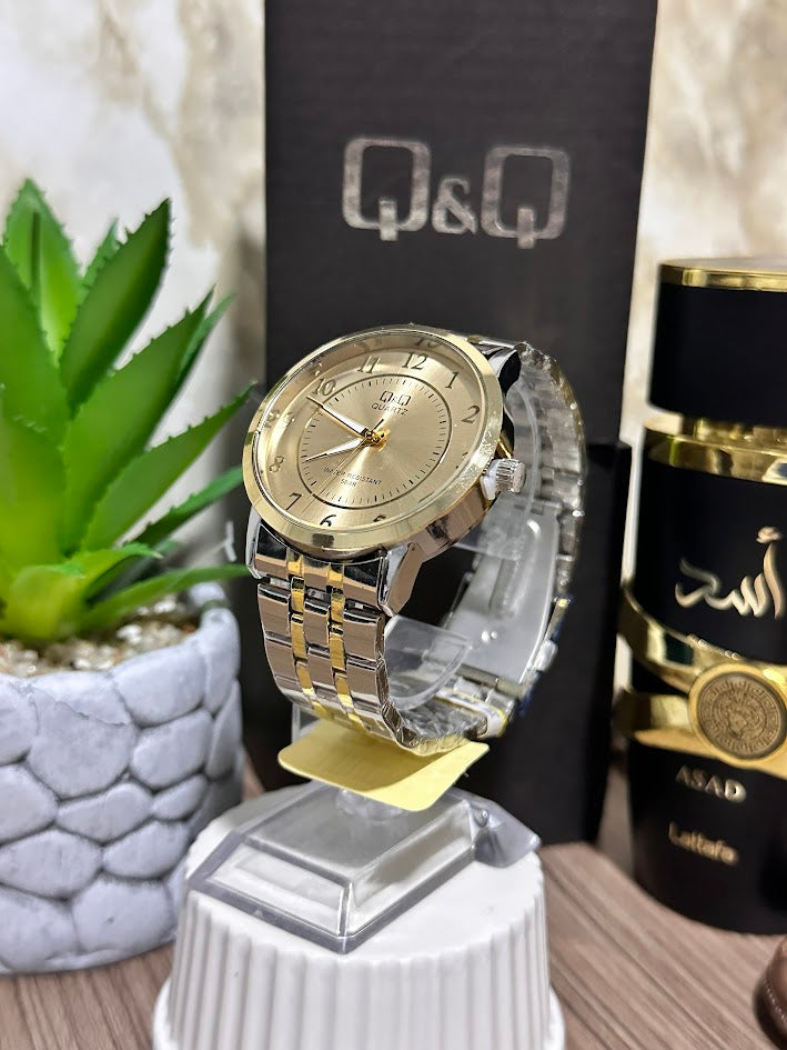 QYQ Dama Bicolor Esfera Plateada Aro Dorado