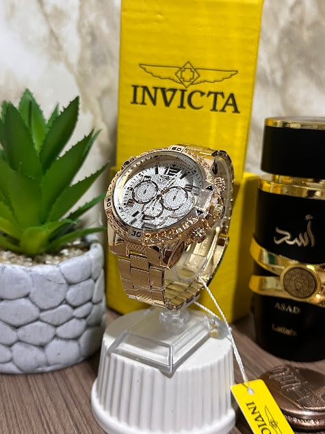 Invicta Dorado Esfera Blanca AAA