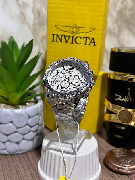 Invicta Plateado Esfera Blanca AAA