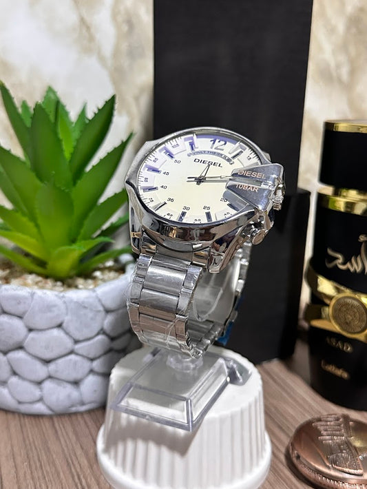 RELOJ DIESEL PLATEADO ESFERA BLANCA