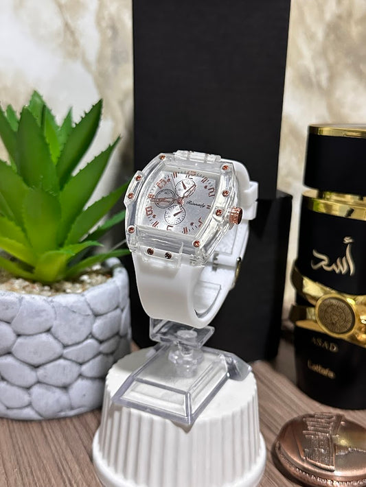RELOJ RINNADY BLANCO ESFERA BLANCA MANILLA SILICONA - VARIADOS