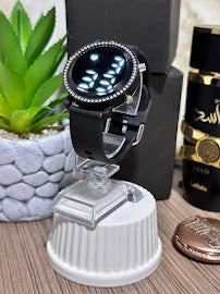 RELOJ DIGITAL NEGRO REDONDO DIAMANTADO MIXTO- VARIOS