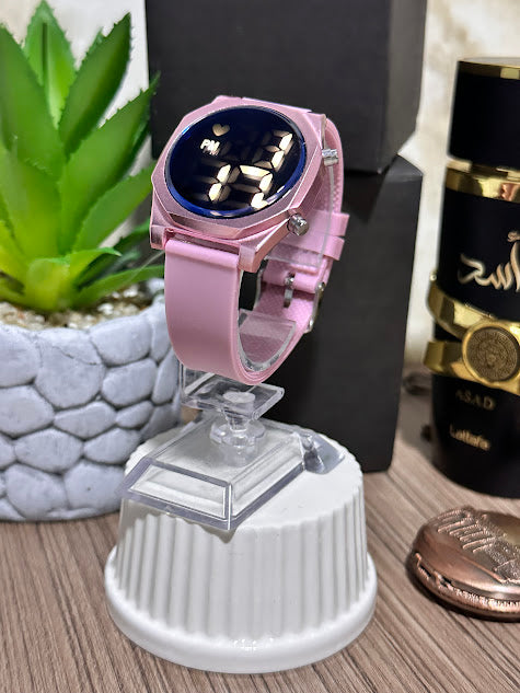 RELOJ ROSADO DIGITAL REDONDO MANILLA ROSA - VARIADOS