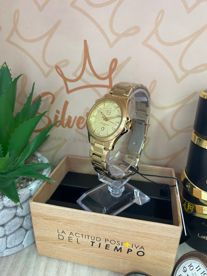 RELOJ YESS DAMA DORADO ESFERA DORADA Y25020