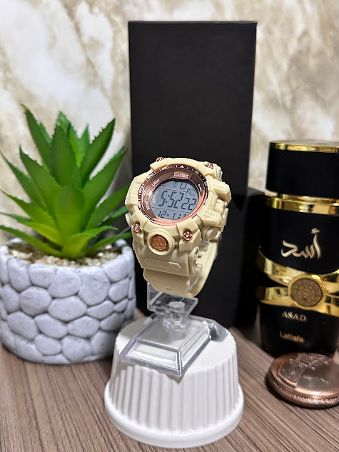 Reloj Dama Digital Sumergible Beige