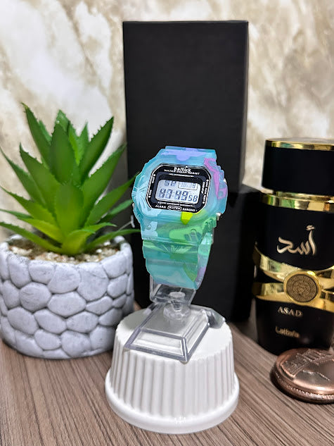 Reloj Dama DIgital Sumergibles Azul Con Diseño