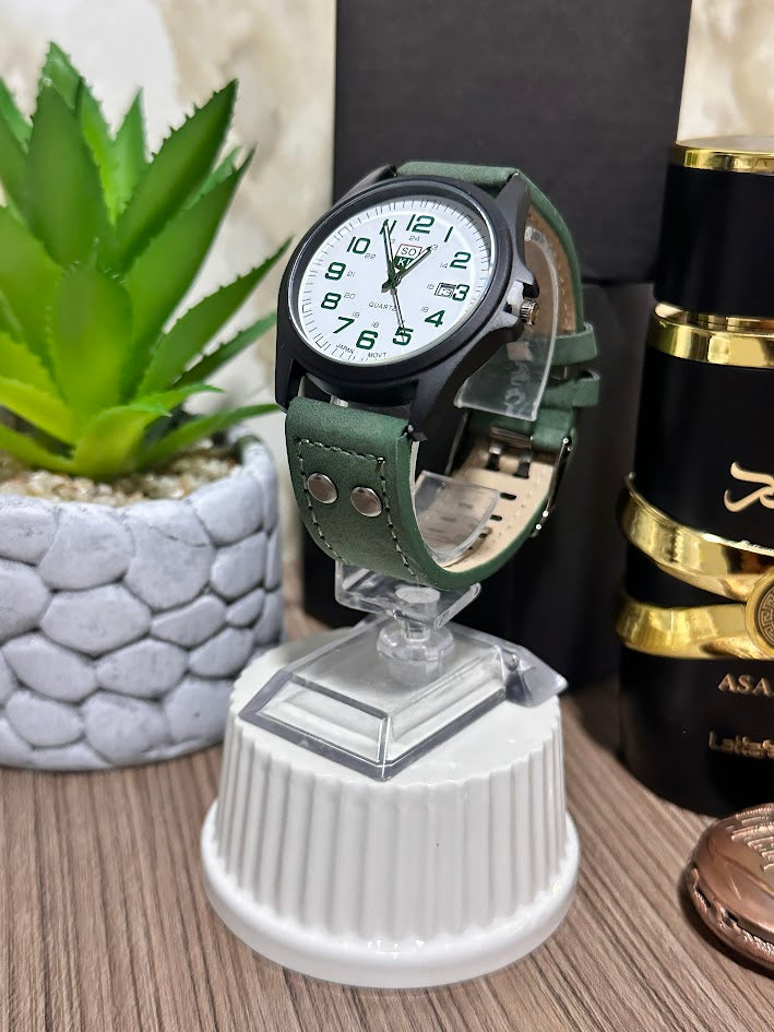 RELOJ QUARTZ TIPO CUERO PUNTO-VARIAS