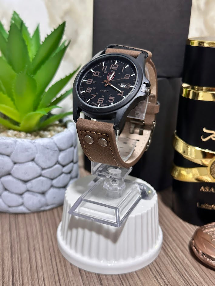 RELOJ QUARTZ TIPO CUERO PUNTO-VARIAS
