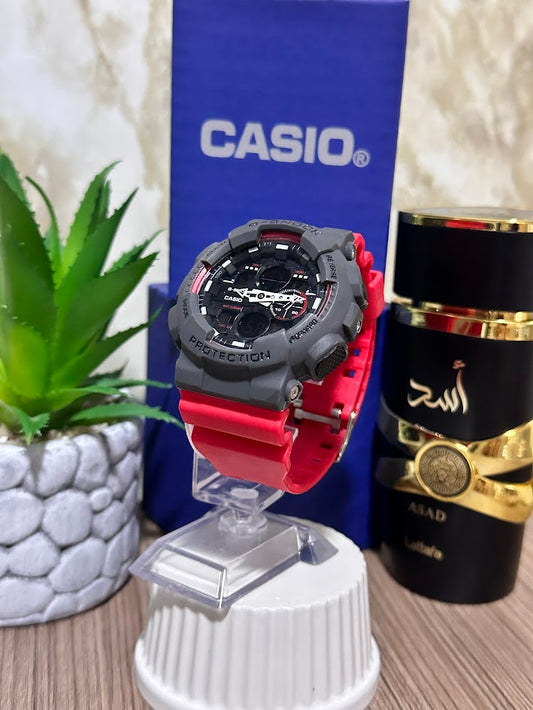 CASIO EDIFICE NEGRO MANILLA DE SILICONA ROJA